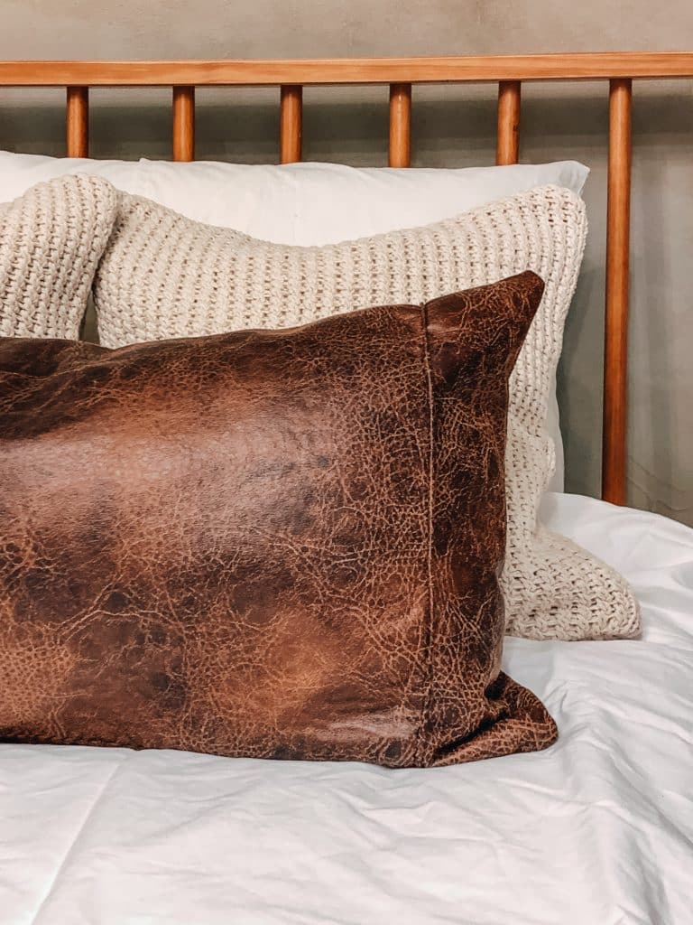 Surat Brown Embossed Leather Throw Pillow with Down-Alternative Insert 18''  + Reviews